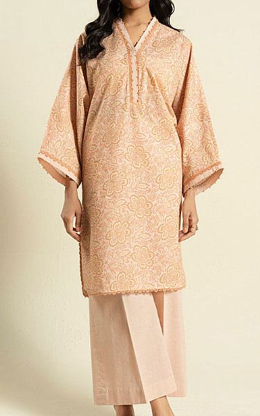 Alkaram Light Coral Lawn Kurti | Pakistani Lawn Dress in USA- Image 1