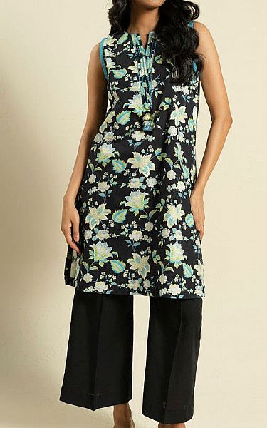 Alkaram Black Lawn Kurti | Pakistani Lawn Dress in USA- Image 1