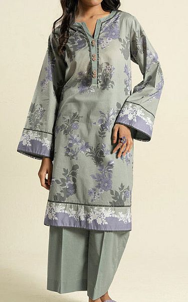 Alkaram Grey Lawn Suit (2 pcs) | Pakistani Lawn Dress in USA- Image 1