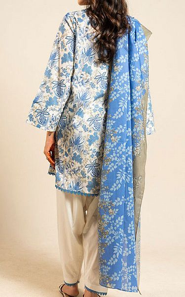 Alkaram White/Blue Lawn Suit (2 pcs) | Pakistani Lawn Dress in USA- Image 2