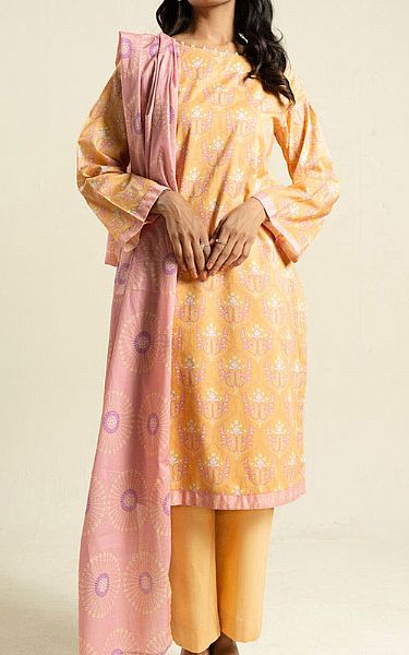 Alkaram Pale Yellow Lawn Suit (2 pcs) | Pakistani Lawn Dress in USA- Image 1