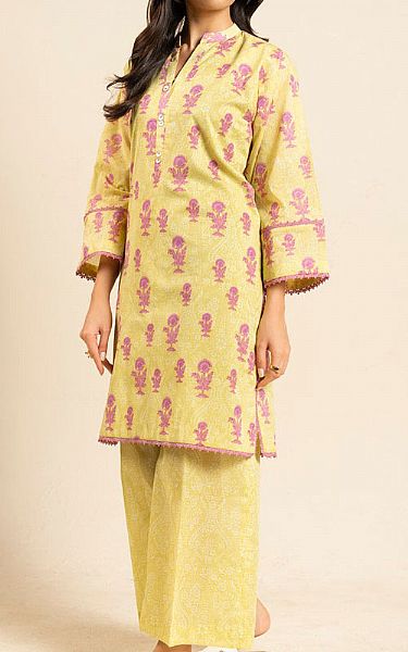 Alkaram Yellow Lawn Suit (2 pcs) | Pakistani Lawn Dress in USA- Image 1