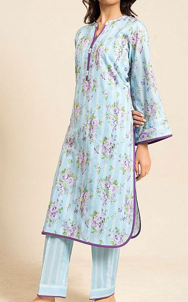 Alkaram Sky Blue Lawn Suit (2 pcs) | Pakistani Lawn Dress in USA- Image 1