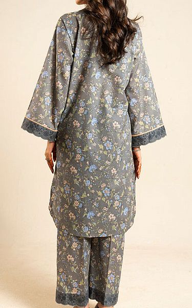 Alkaram Grey Lawn Suit (2 pcs) | Pakistani Lawn Dress in USA- Image 2
