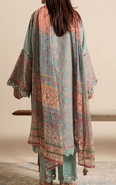 Alkaram Light Turquoise Jacquard Suit | Pakistani Lawn Dress in USA- Image 2