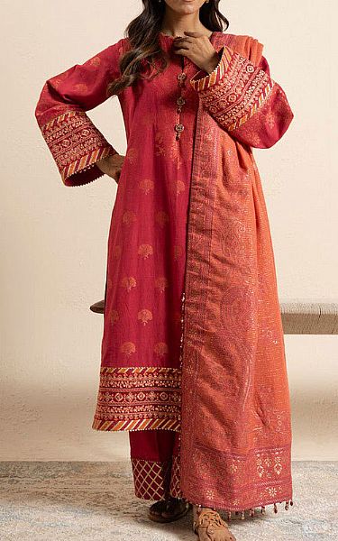 Alkaram Hot Pink Jacquard Suit | Pakistani Lawn Dress in USA- Image 1