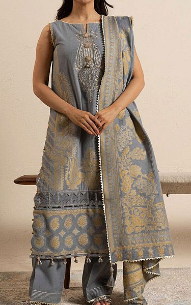Alkaram Cadet Grey Jacquard Suit | Pakistani Lawn Dress in USA- Image 1