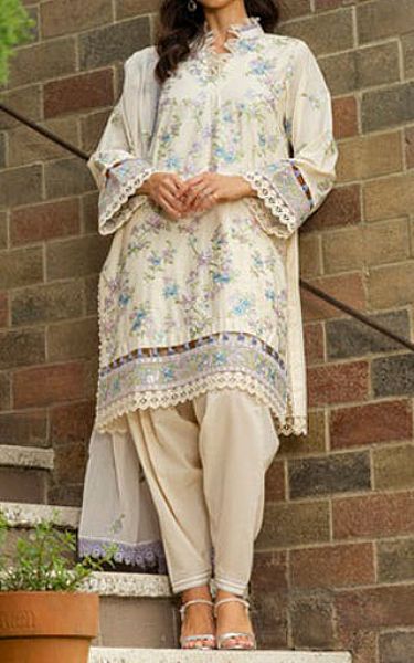 Alkaram Off-white Lawn Suit | Pakistani Lawn Dress in USA- Image 1