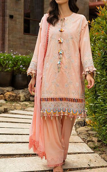 Alkaram Peach Lawn Suit | Pakistani Lawn Dress in USA- Image 1