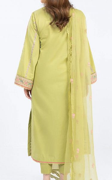 Alkaram Light Olive Green Lawn Suit | Pakistani Lawn Dress in USA- Image 2