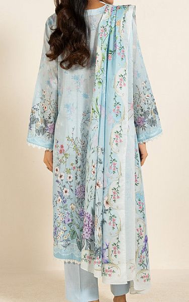Alkaram Light Blue Lawn Suit (2 pcs) | Pakistani Lawn Dress in USA- Image 2