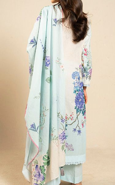 Alkaram Off White/Light Blue Lawn Suit (2 pcs) | Pakistani Lawn Dress in USA- Image 2