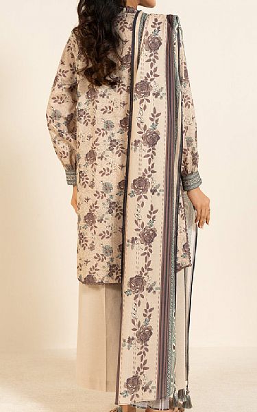 Alkaram Beige Lawn Suit (2 pcs) | Pakistani Lawn Dress in USA- Image 2