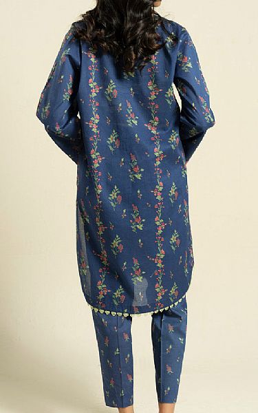 Alkaram Denim Blue Lawn Suit (2 pcs) | Pakistani Lawn Dress in USA- Image 2