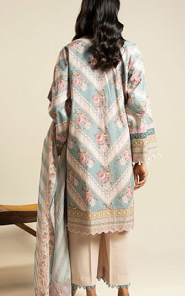 Alkaram Off White/Sea Mist Lawn Suit | Pakistani Lawn Dress in USA- Image 2