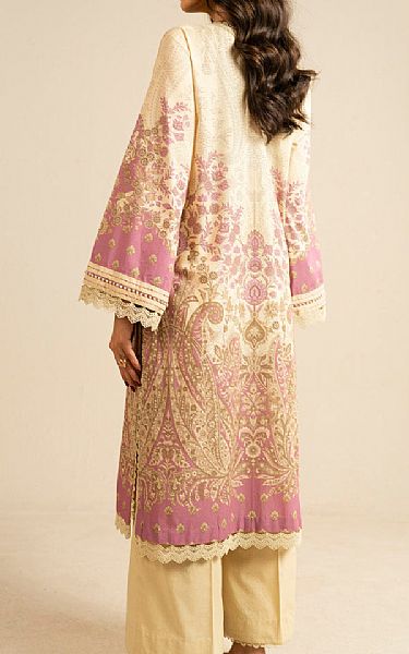 Alkaram Cream/Pink Dobby Suit (2 pcs) | Pakistani Lawn Dress in USA- Image 2