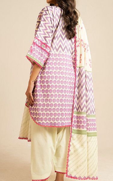 Alkaram Off White/Lilac Lawn Suit | Pakistani Lawn Dress in USA- Image 2