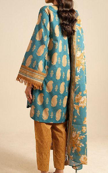 Alkaram Teal/Orange Lawn Suit | Pakistani Lawn Dress in USA- Image 2