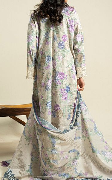 Alkaram Beige Lawn Suit | Pakistani Lawn Dress in USA- Image 2