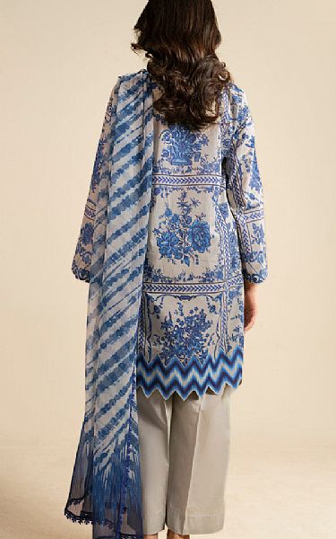 Alkaram Grey/Blue Lawn Suit | Pakistani Lawn Dress in USA- Image 2