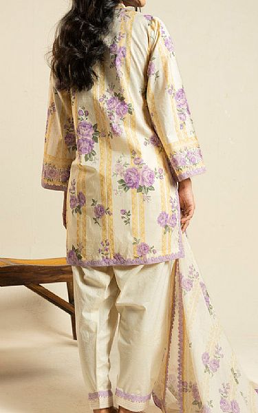 Alkaram Cream Lawn Suit | Pakistani Lawn Dress in USA- Image 2