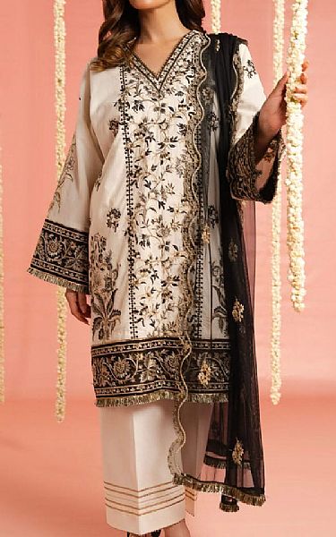 Alkaram Off White Lawn Suit | Pakistani Lawn Dress in USA- Image 1