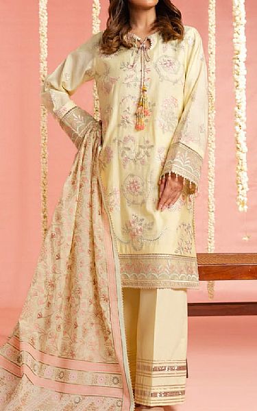Alkaram Cream Lawn Suit | Pakistani Lawn Dress in USA- Image 1