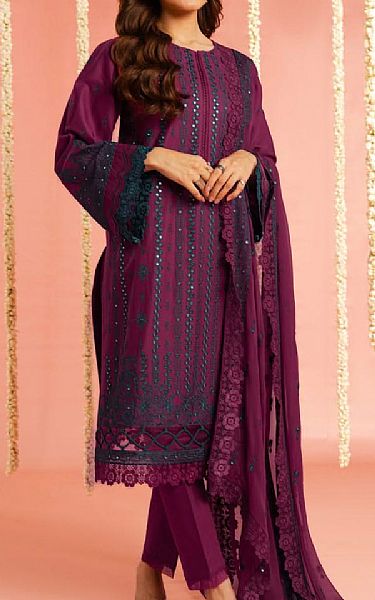 Alkaram Dark Raspberry Lawn Suit | Pakistani Lawn Dress in USA- Image 1