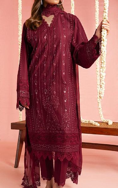 Alkaram Wine Lawn Suit | Pakistani Lawn Dress in USA- Image 1
