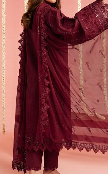 Alkaram Wine Lawn Suit | Pakistani Lawn Dress in USA- Image 2