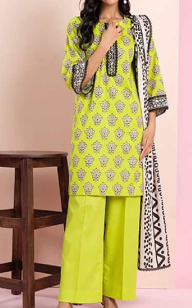 Alkaram Lime Green Lawn Suit (2 pcs) | Pakistani Lawn Dress in USA- Image 1