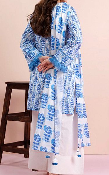 Alkaram Blue/Off White Lawn Suit (2 pcs) | Pakistani Lawn Dress in USA- Image 2