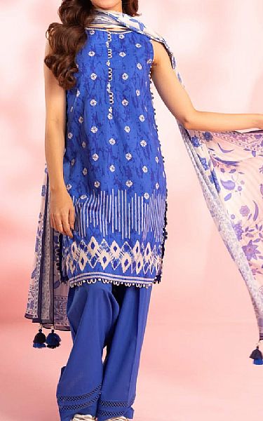 Alkaram Royal Blue Lawn Suit | Pakistani Lawn Dress in USA- Image 1