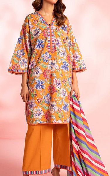 Alkaram Orange Lawn Suit | Pakistani Lawn Dress in USA- Image 1