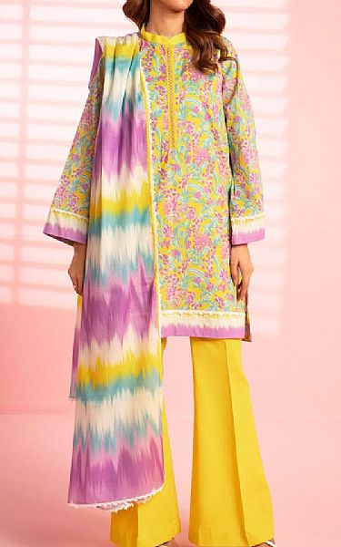 Alkaram Yellow Lawn Suit (2 pcs) | Pakistani Lawn Dress in USA- Image 1