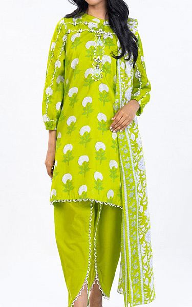 Alkaram Lime Green Lawn Suit | Pakistani Lawn Suits- Image 1