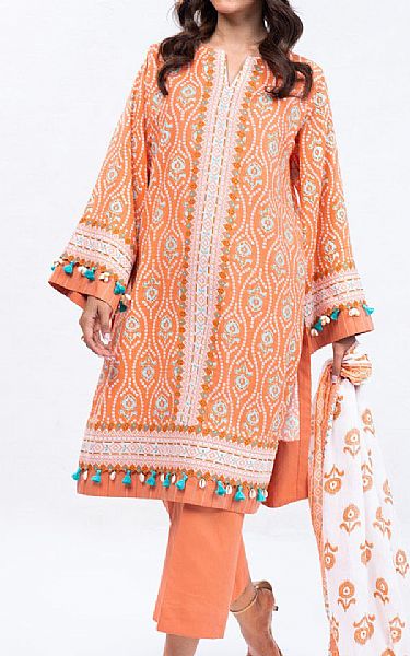 Alkaram Peach Lawn Suit | Pakistani Lawn Suits- Image 1