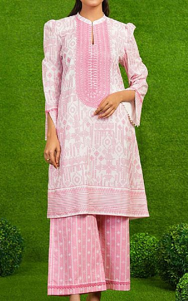 Alkaram White/Pink Lawn Suit (2 Pcs) | Pakistani Lawn Suits- Image 1