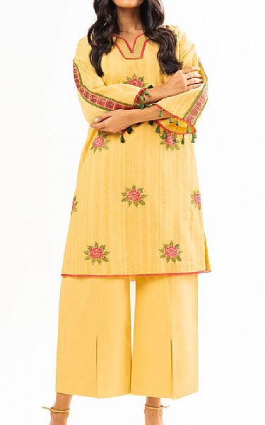 Alkaram Yellow Dobby Suit (2 Pcs) | Pakistani Lawn Suits- Image 1