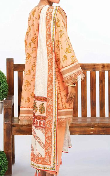 Alkaram Peach Lawn Suit (2 Pcs) | Pakistani Lawn Dress in USA- Image 2