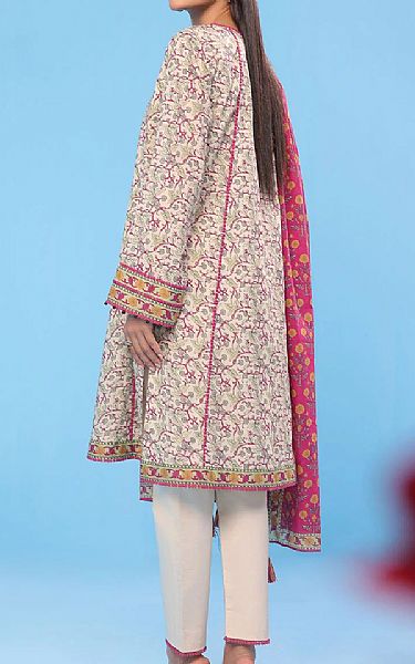 Alkaram Ivory Lawn Suit (2 Pcs) | Pakistani Lawn Suits- Image 2