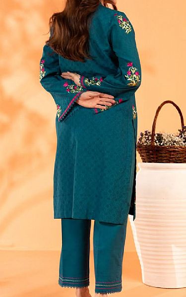 Alkaram Teal Dobby Suit (2 pcs) | Pakistani Lawn Dress in USA- Image 2