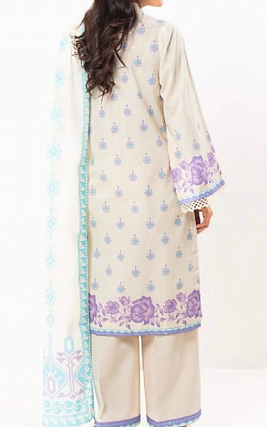 Alkaram Ivory Lawn Suit (2 pcs) | Pakistani Lawn Dress in USA- Image 2