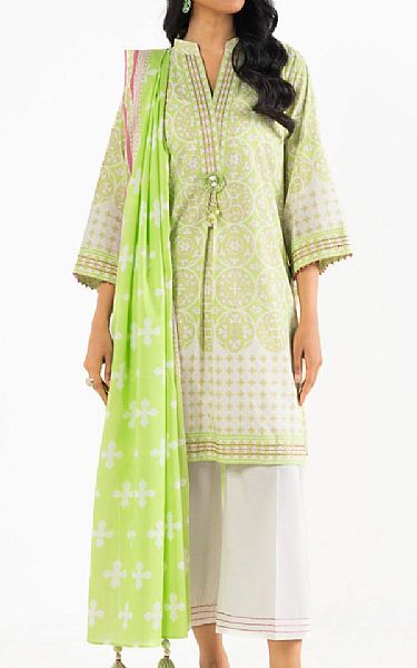 Alkaram Light Green/Off White Lawn Suit (2 pcs) | Pakistani Lawn Dress in USA- Image 1