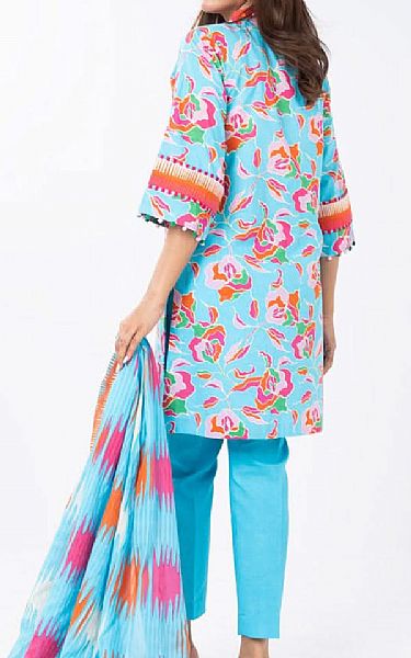Alkaram Light Turquoise Lawn Suit | Pakistani Lawn Dress in USA- Image 2