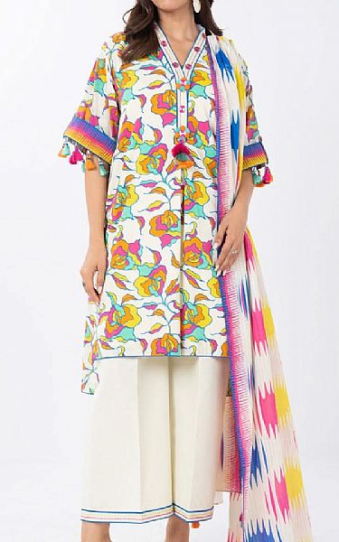 Alkaram Off White Lawn Suit | Pakistani Lawn Dress in USA- Image 1