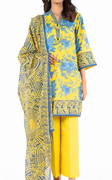 Alkaram Yellow Lawn Suit | Pakistani Lawn Dress in USA- Image 1