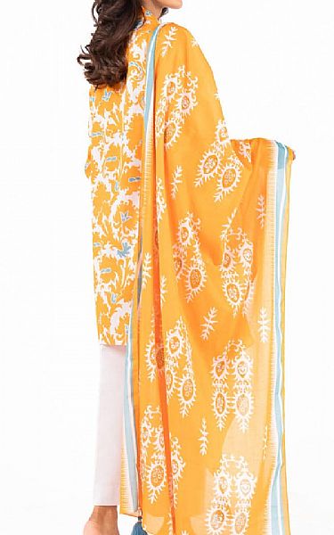 Alkaram Off White/Orange Lawn Suit | Pakistani Lawn Dress in USA- Image 2
