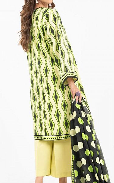 Alkaram Off White/Green Lawn Suit | Pakistani Lawn Dress in USA- Image 2