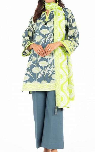 Alkaram Slate Grey Lawn Suit | Pakistani Lawn Dress in USA- Image 1